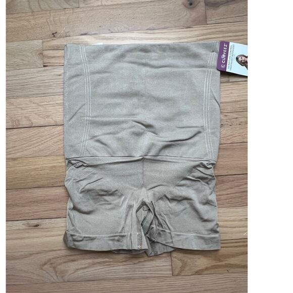 NEW Curveez Women's L Signature Control High Waist Boy Short Shapewear Beige Tan - Picture 1 of 12